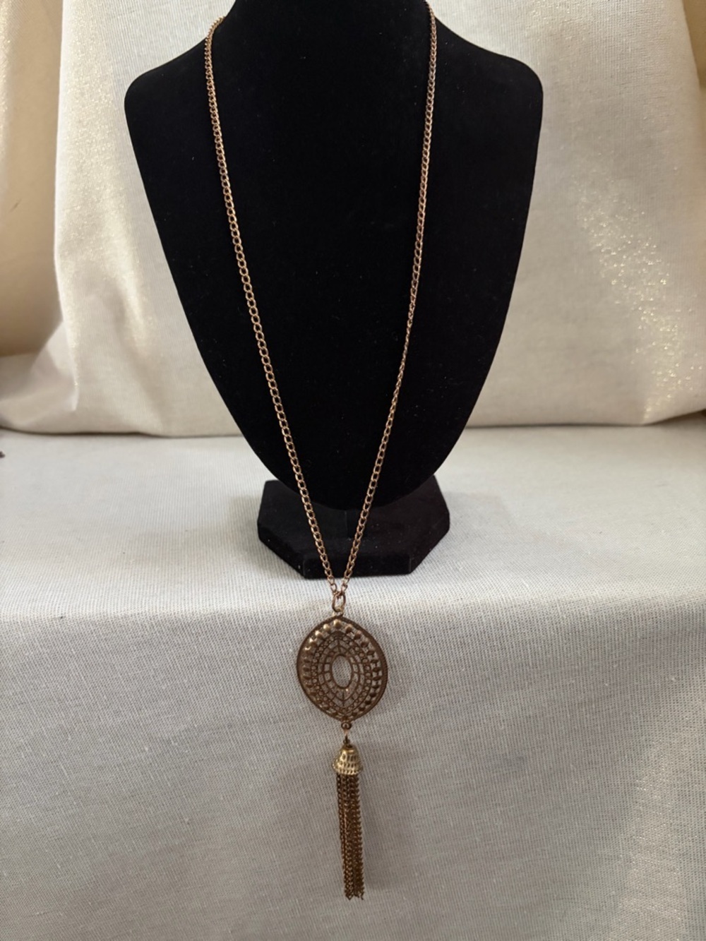 Gold-Tone Pendant Tassel Necklace - Women Jewelry